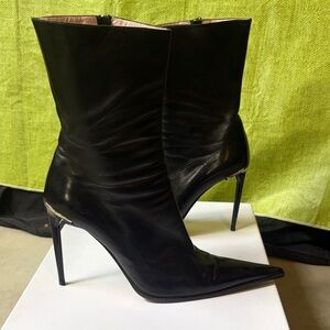 Gianmarco Lorenzi Black Leather Stiletto Boots